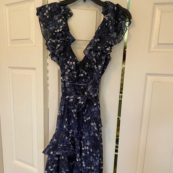 bardot blue floral dress